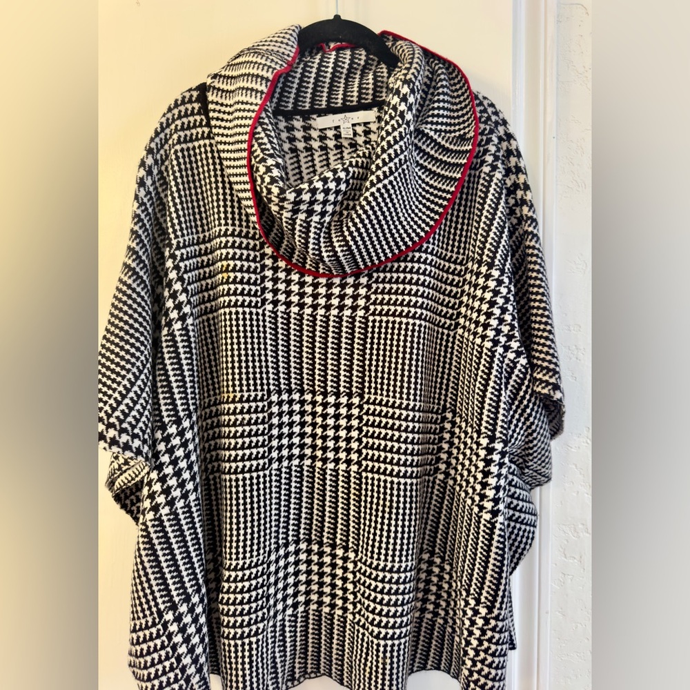 Oversized Poncho Style Sweater with Cowl Neck